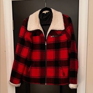 Maurices Red and Black Plaid Jacket